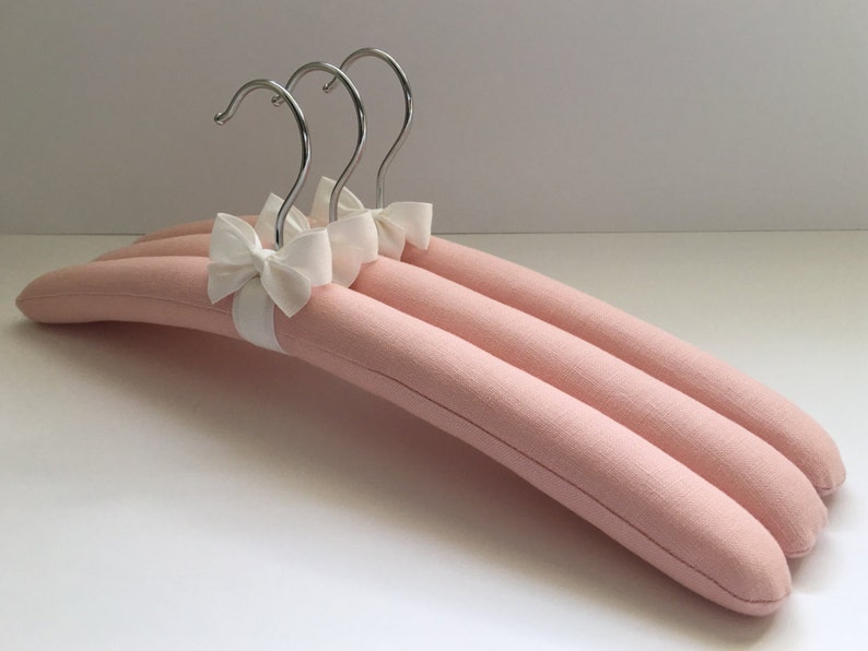 Padded Hangers Petal Pink Linen Hangers Bridesmaid Hangers Etsy