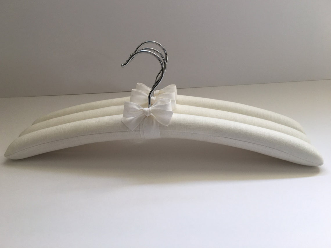 Padded Hangers Ivory Linen Hangers Bridesmaid's Hangers Etsy