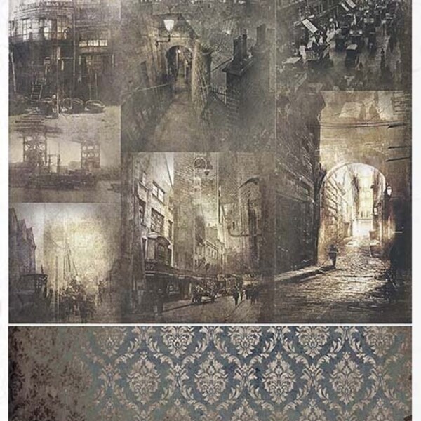 Rice paper R1932 (2 pieces) for decoupage and serviette technique * Gothic stories, cities at night, wall and furniture tattoos...