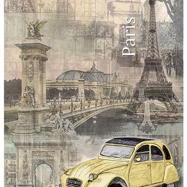 Rice paper *R0876 (2 pieces) for decoupage and napkin technology - Paris, Eiffel Tower, duck, wall and furniture tattoo...