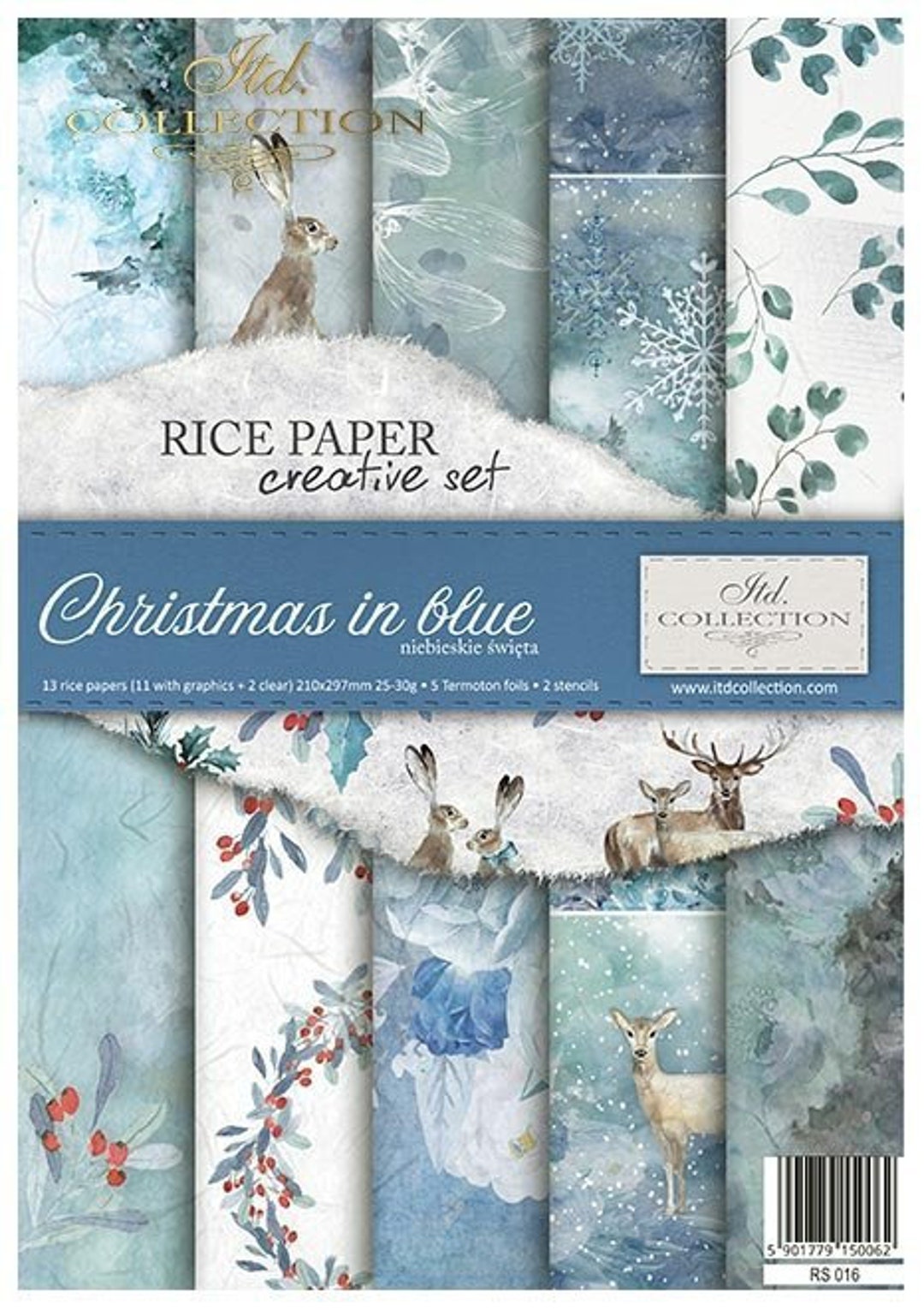 rice paper creative set RP024 - Christmas Time* winter backgrounds, views,  snowy buildings, children's Christmas decorations, snowflakes, snowflakes