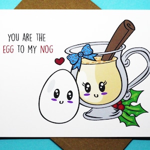 You Are The Egg To My Nog Funny Adorable Merry Christmas Friendship Punny Romance Greeting Card