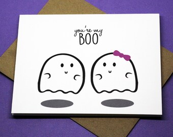 You're My BOO Halloween Ghost Romance Valentine's Day Greeting Card