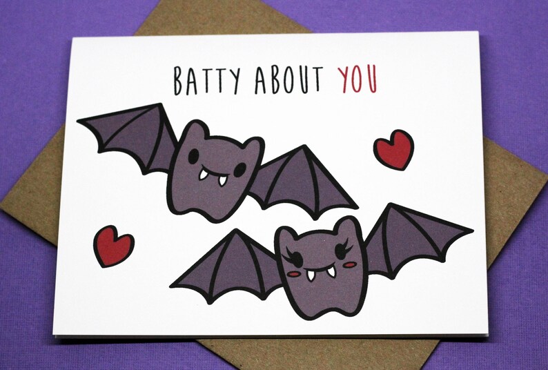 Batty About You Cute Punny Valentine's Day Halloween Love image 1