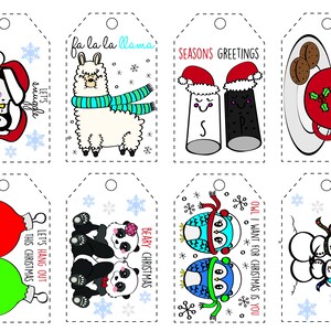 Punny Funny Cute Festive Holiday Instant Download Merry Christmas Gift Tags to Print