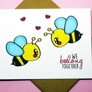 We Beelong Together Valentine's Day Funny Bees Cute Romance Love Friendship Punny Greeting Card