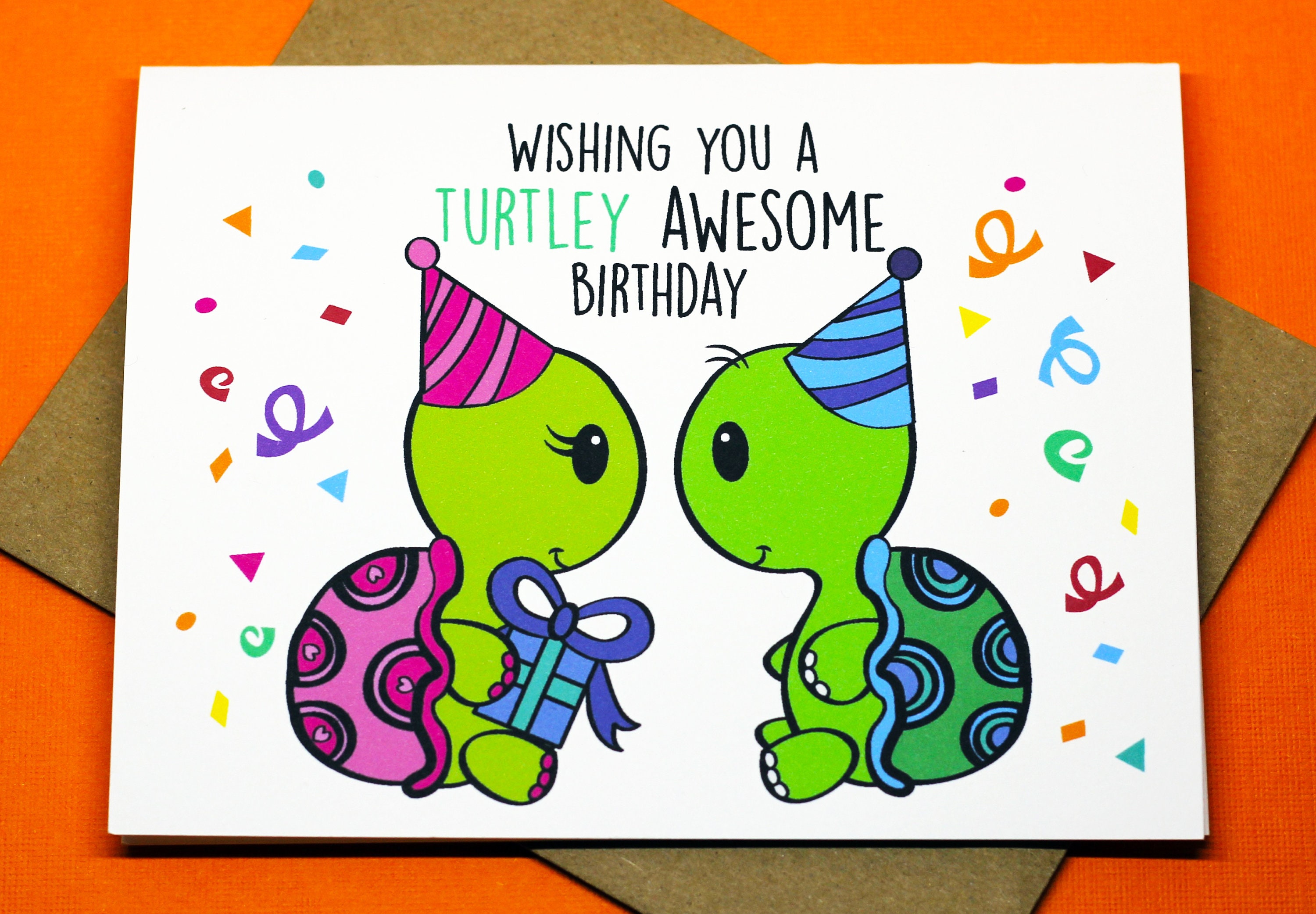 Wishing You A Turtley Awesome Birthday Punny Turtles Happy Etsy Singapore