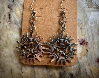 Supernatural Sigil Earrings | Anti-Possession | Devil's Trap | Pentacle | Cosplay Earrings | Handmade