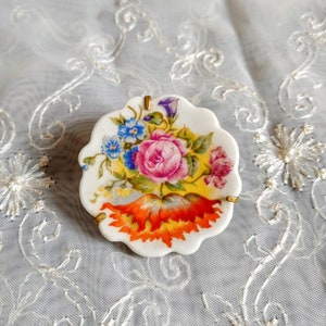Vintage Limoges France Floral Plate Brooch