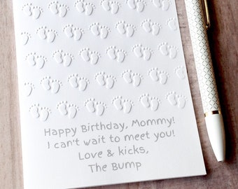 Pregnant wife birthday card from the bump / Mom to be gift from unborn baby / Gray and white, unisex gender neutral