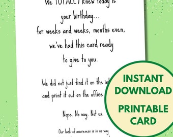 Printable funny boss birthday card from team / Instant download pdf / Last minute digital card / Fast & easy!
