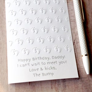 Dad to be birthday card from the bump / Expecting soon to be dad gift from unborn baby / Gray and white, gender neutral
