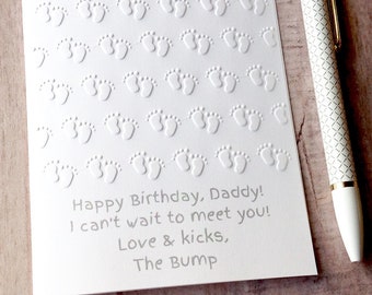 Dad to be birthday card from the bump / Expecting soon to be dad gift from unborn baby / Gray and white, gender neutral