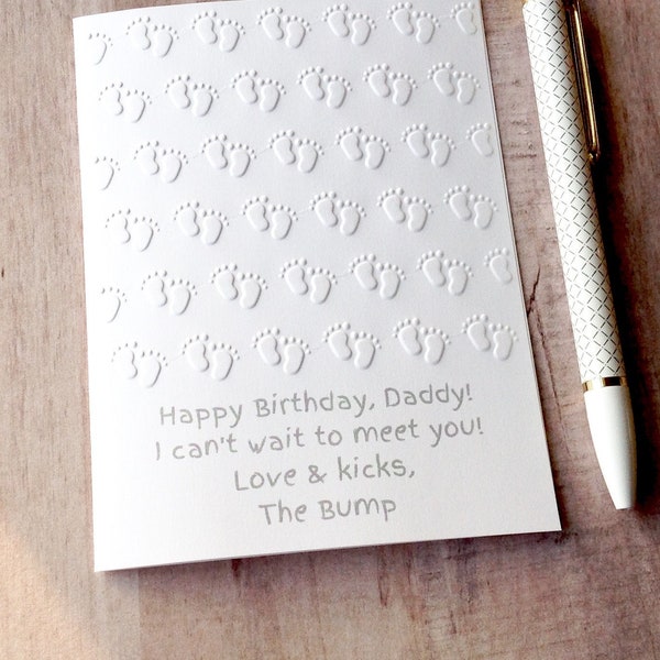 Dad to be birthday card from the bump / Expecting soon to be dad gift from unborn baby / Gray and white, gender neutral