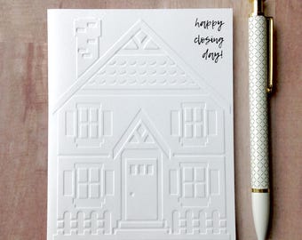 Real estate happy closing day cards, set of 10 / For realtors, title agency, mortgage lenders / Handmade & embossed, blank with envelopes