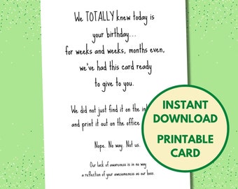 Printable funny boss birthday card from team / Instant download pdf / Last minute digital card / Fast & easy!