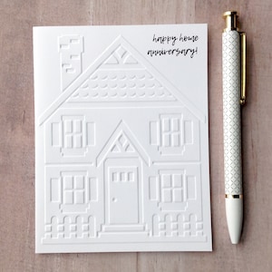 Set of 10 happy home anniversary cards for realtors / Handmade & embossed, blank inside with envelopes / Real estate marketing idea