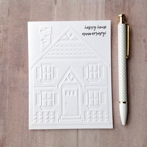 Set of 10 happy home anniversary cards for realtors / Handmade & embossed, blank inside with envelopes / Real estate marketing idea