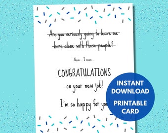 Printable funny coworker leaving card / Instant download pdf / For promotion at work, colleague going away farewell, new job congratulations