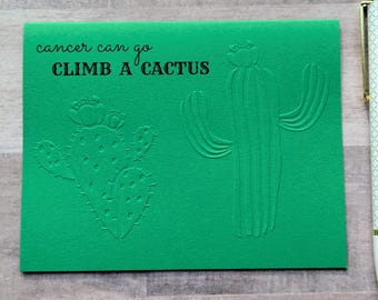Embossed Funny Cancer Card / Surgery get well soon, hospitalization, chemo encouragement, radiation treatment