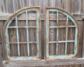 Arched Pair Cathedral Windows, Rustic Gothic Church Window, Primitive Farmhouse Wood Window, Victorian, French, Tuscan, Shabby Wall Decor