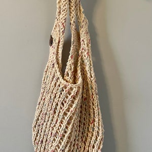 Market Bag, String Net Grocery Bag, Beach Bag, Handmade, Cotton, Knit, Reusable.