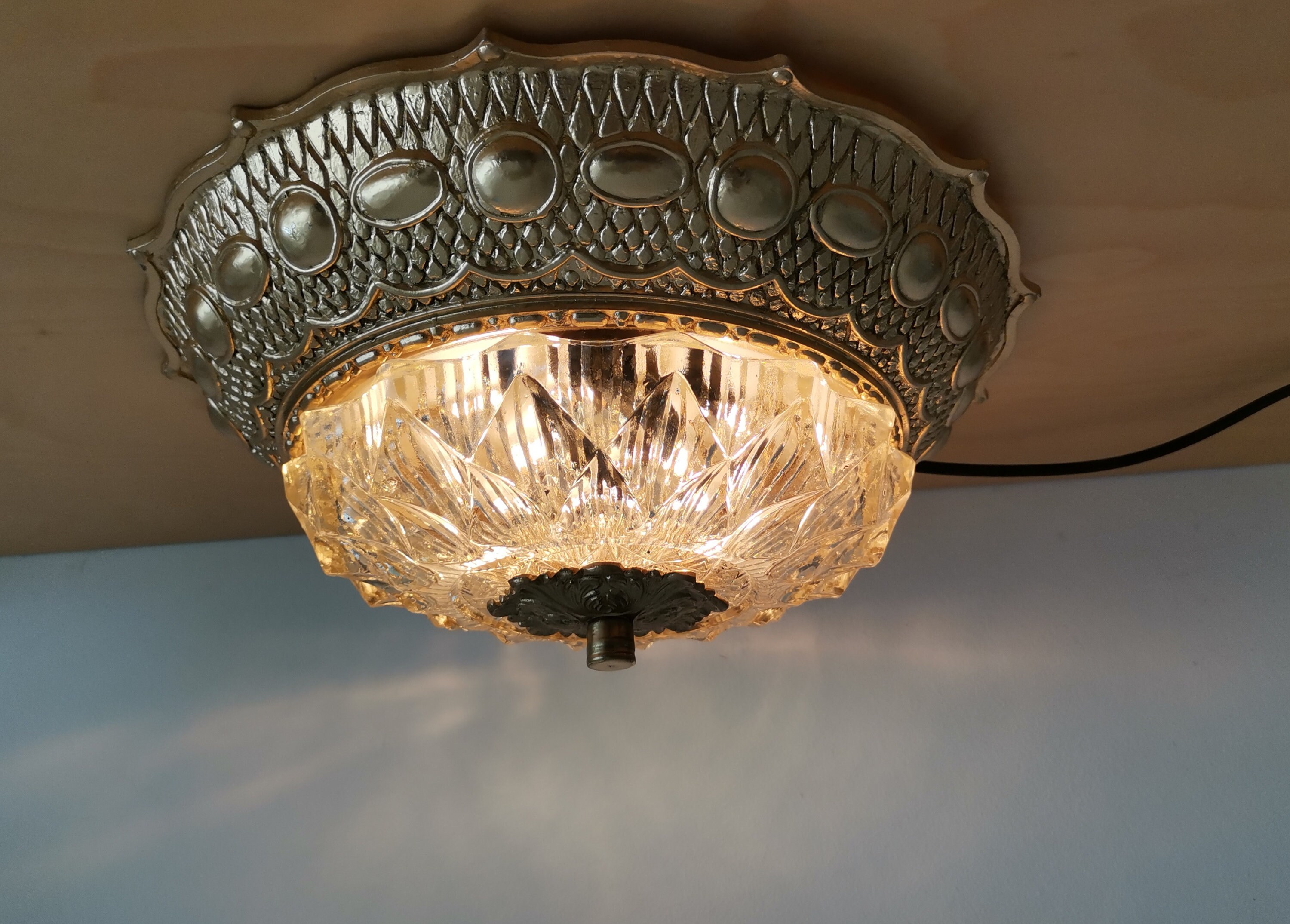 Art Deco Flush Mount Lamp Light Fixture Gold Metal Flush Mount Etsy