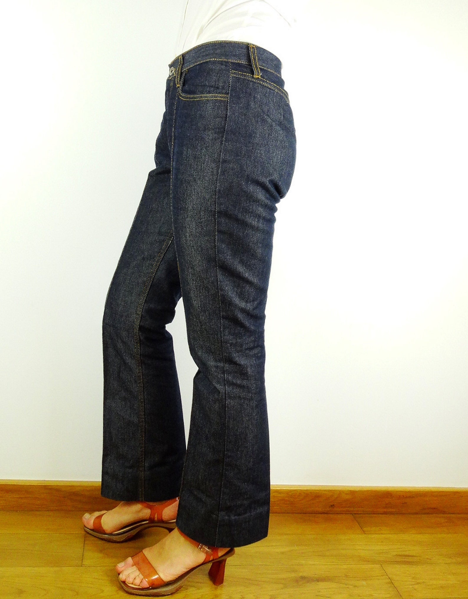 Permanent crease jeans W29 mid rise jeans dark denim pants Etsy