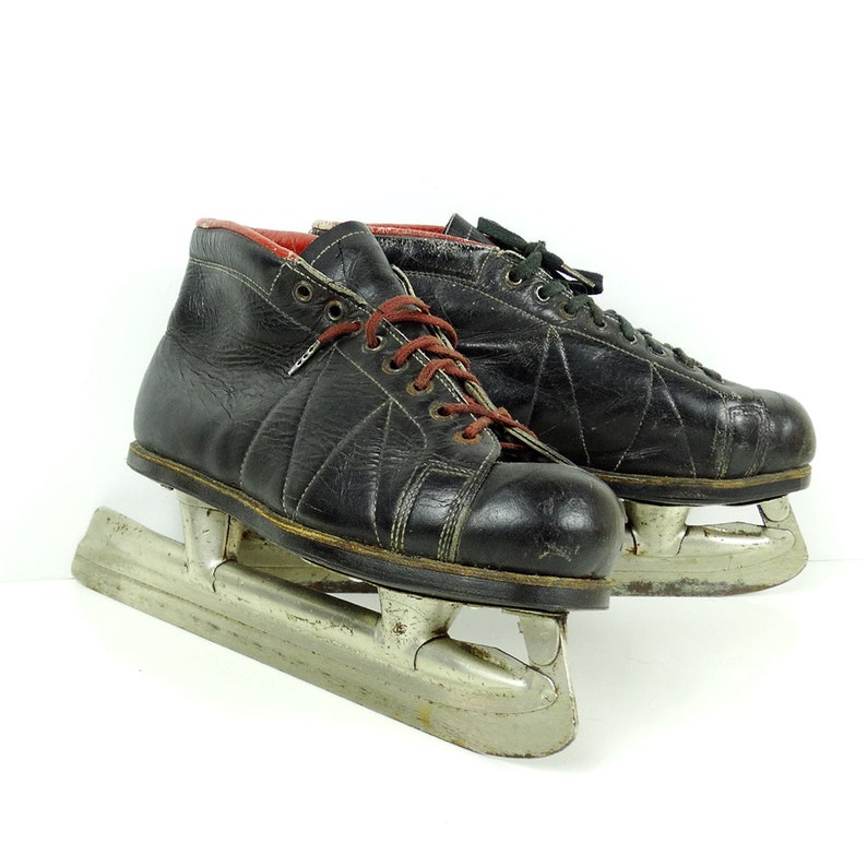 Vintage 50s Ice Skates Size 4.5 1950s Black Leather Ice Skates Etsy