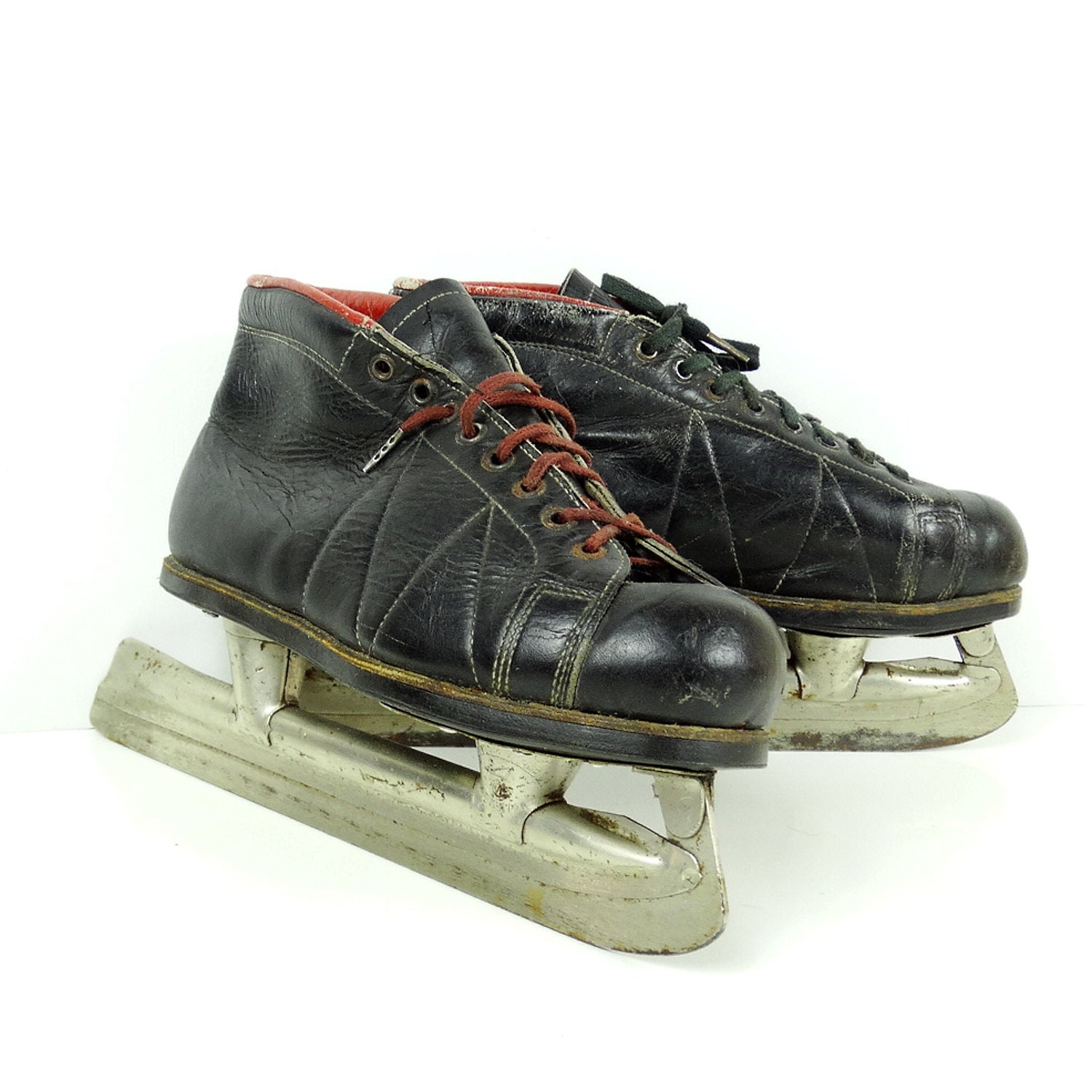 Vintage 50s Ice Skates Size 4.5 1950s Black Leather Ice Skates Etsy