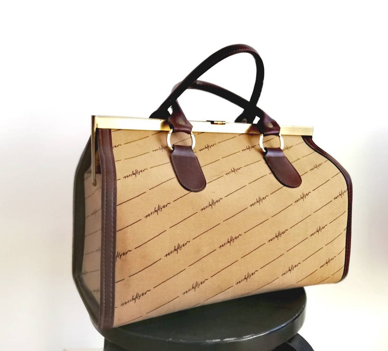 Vintage doctors bag doctors satchel leather canvas satchel overnight bag weekender bag doctor bag vintage New train case