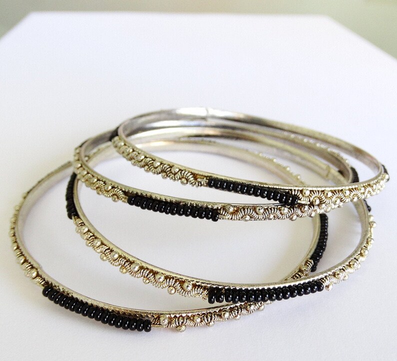 LOT of 4 Gypsy bangles metal cuff bracelets boho bangles bohemian steel metal bracelets lot vintage 1990s 90s bangels