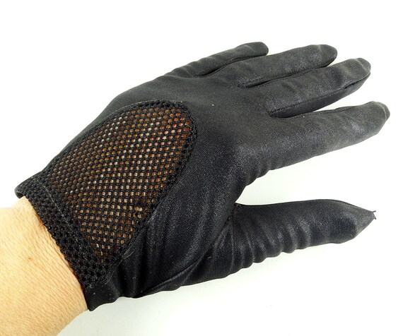 short black satin gloves