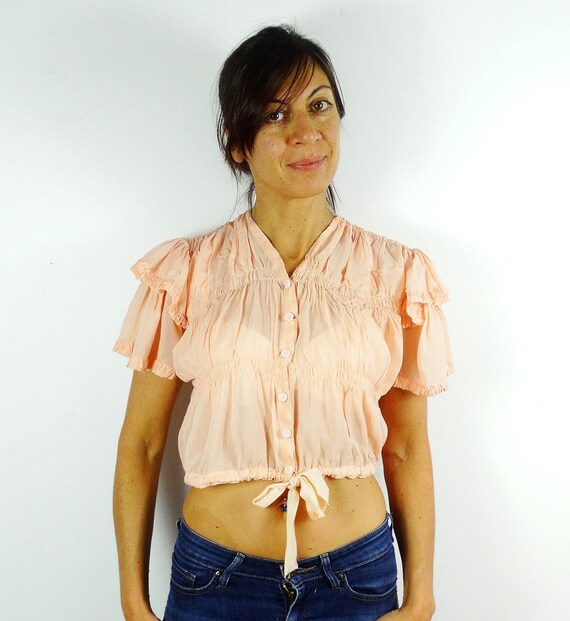 40s blouse silk 1940s womens blouse pink shirt pin