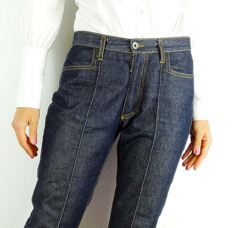 Permanent crease jeans W29 mid rise jeans dark denim pants Etsy