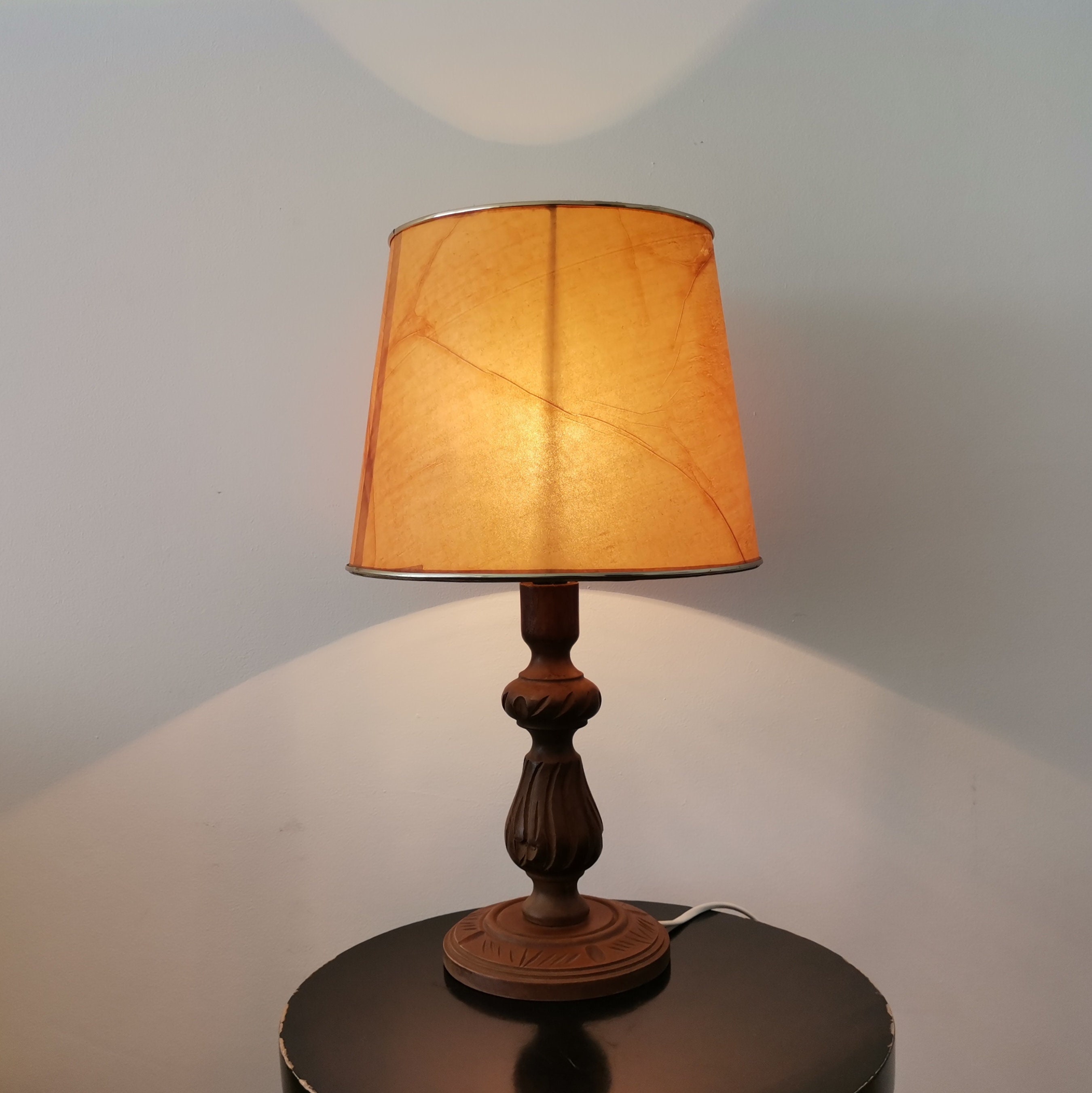 Carved wood Bedside lamp wooden mid century lamp unique Etsy