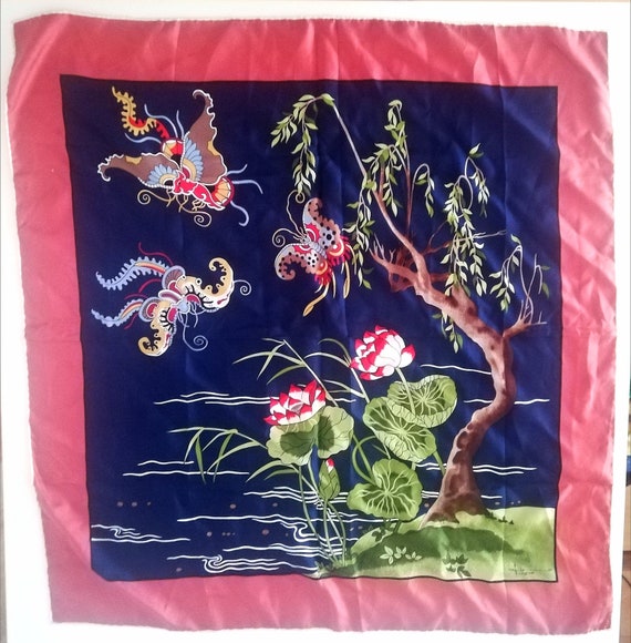 Fittorio Silk scarf vintage Art scarf womens silk