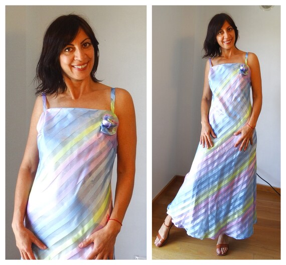 rainbow evening gown