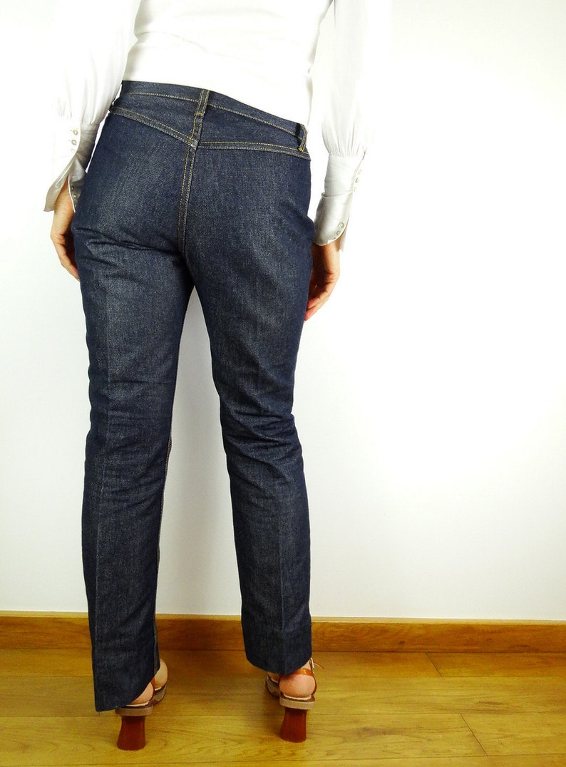 Permanent crease jeans W29 mid rise jeans dark denim pants Etsy