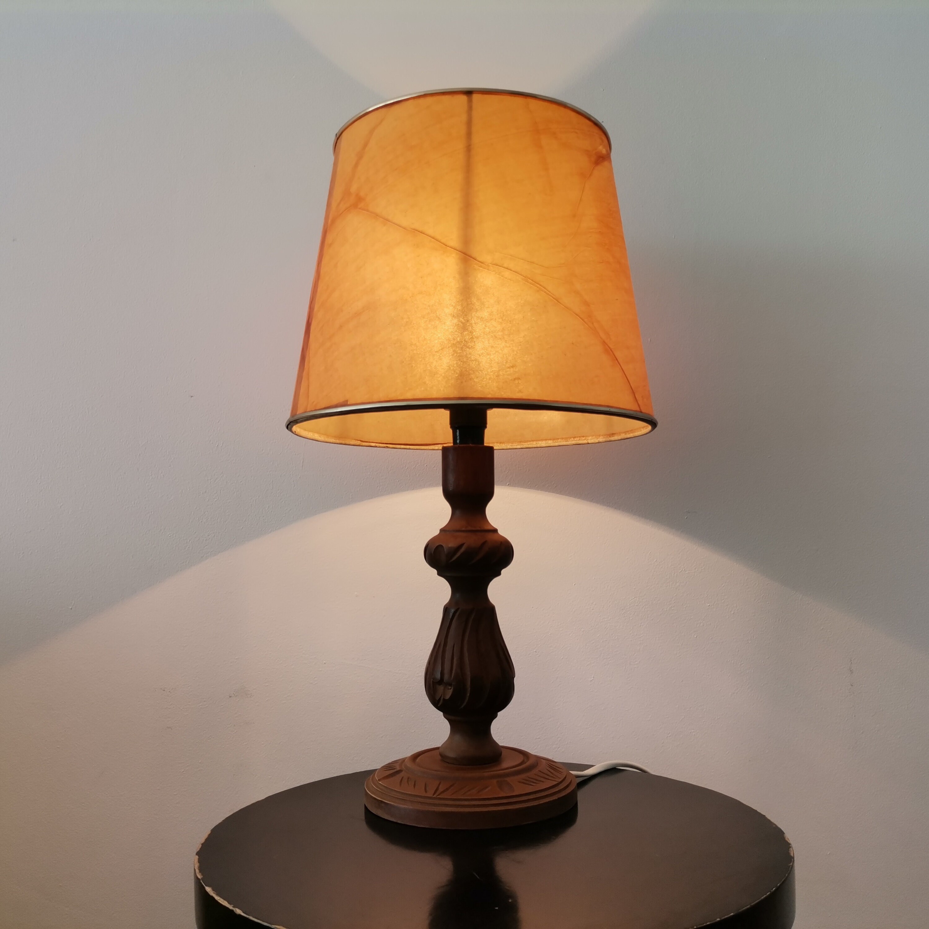 Carved wood Bedside lamp wooden mid century lamp unique Etsy