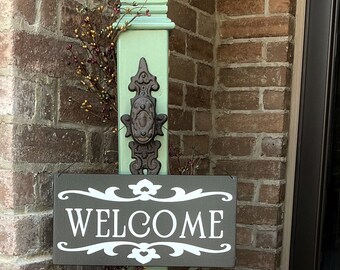 Decorative Porch Post Decorative Welcome Sign Front Door Etsy
