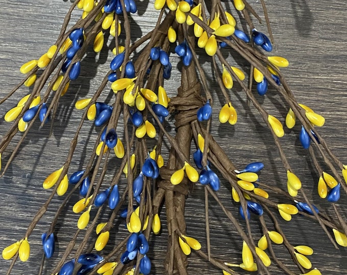 Navy Blue and Yellow Pip  Berry Garland, Country Garland, Floral Garland, Spring Garland