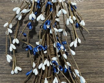 Navy Blue and White 60" Pip Berry Garland, Country Garland, Floral Garland, Spring Garland