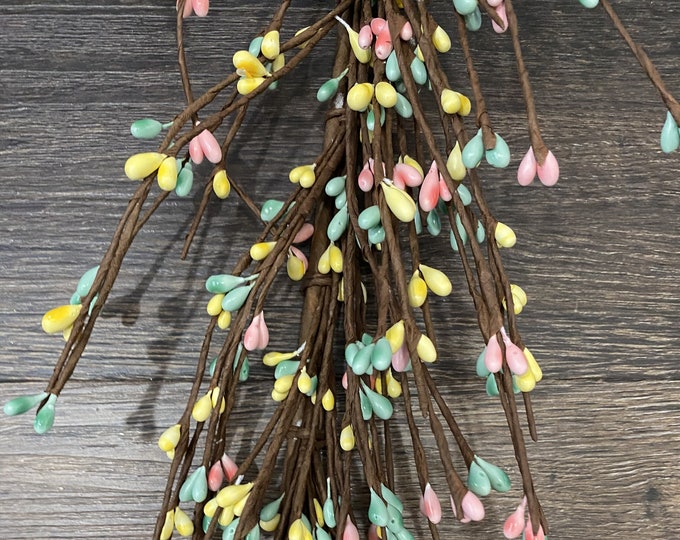 Pink, Yellow, and Teal Pip Berry Garland, Country Garland, Floral Garland, Spring Garland