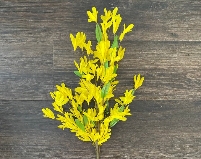 Yellow Forsythia Faux 25" Pick, Forsythia Stem, Forsythia Branch