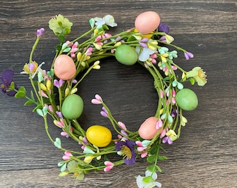 Easter Egg, Flower and Pip Berry 4.5" Candle ring, Spring Candle ring, Easter Candle Ring