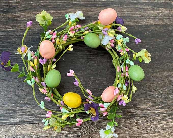 Easter Egg, Flower and Pip Berry 4.5" Candle ring, Spring Candle ring, Easter Candle Ring