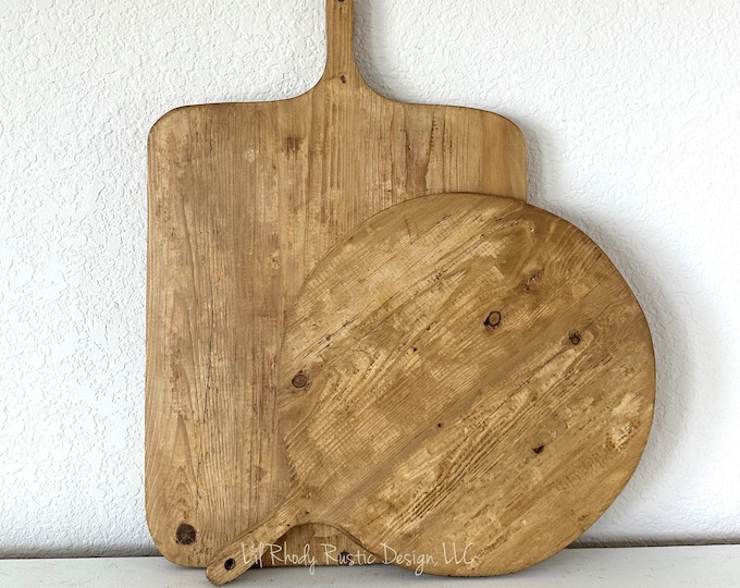 Set of Two Bread Boards, Medium Rectangle and Small Round Bread Board, European Charcuterie Board, Cheese Board, Serving Boards