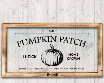 Pumpkin Patch Window Frame Sign, Vintage Style Window, Farmhouse Style Decor, Cottage, Rustic, French Country