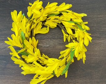 Yellow Forsythia 4.5" Candle Ring, Spring Candle Ring, Summer Candle Ring